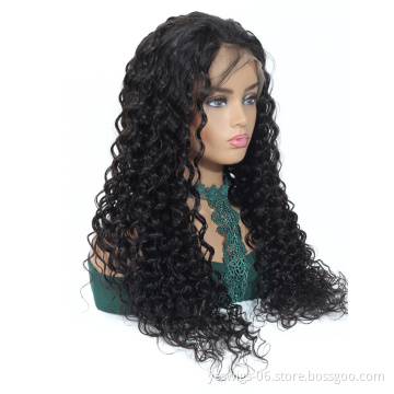 Double Weft 100% Human Hair Transparent Swiss Full Lace Wig Bleached Knots Cuticle Aligned Virgin Remy Indian Hair Wig Deep Wave